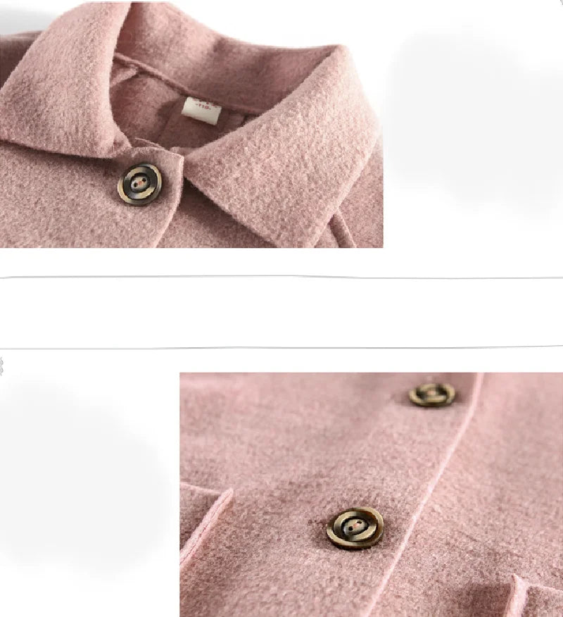 Winter Kinder Tweed Mäntel Herbst Mädchen Warme England Stil Mid-Länge Jacken Teen Mode Oberbekleidung Kind 5-12 Jahre alt