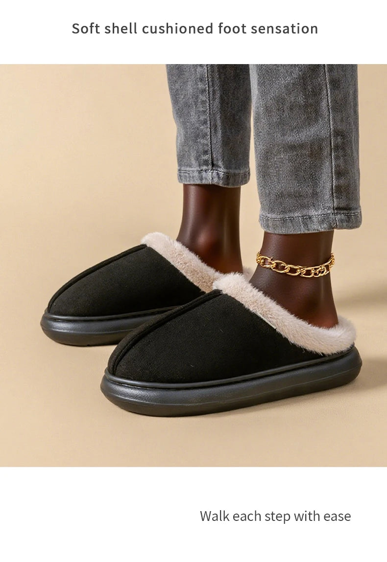 Herbst und Winter Herren Baumwolle Hausschuhe Plüsch warm dick Home Wear rutschfeste verschleißfeste weiche Unterseite bequeme warme Schuhe