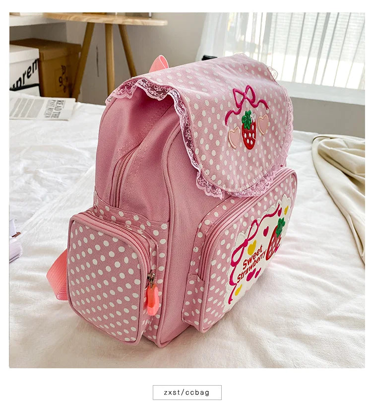 Strawberry Embroidered Backpack