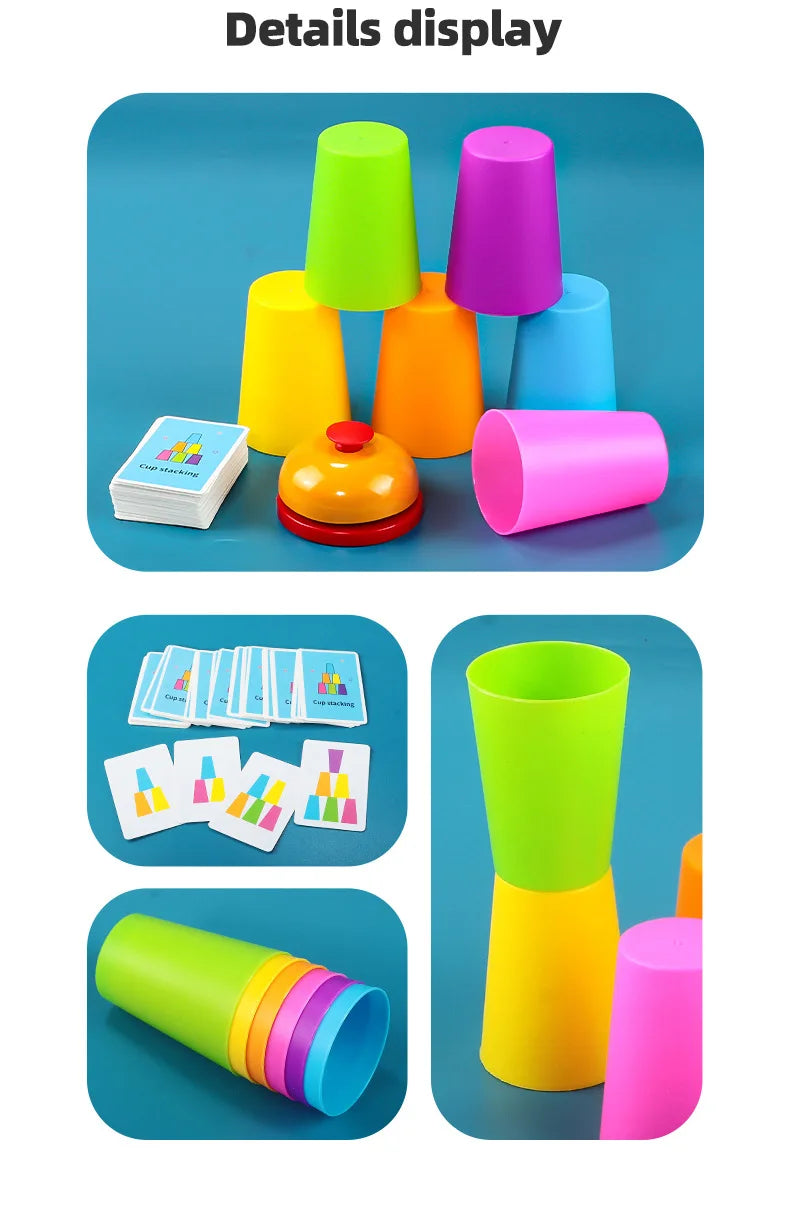Montessori Spielzeug Mini Stapel Tasse Spiel Mit Karte Pädagogische Intellektuelle Aufklärung Farbe Erkenntnis Logik Training Kinder