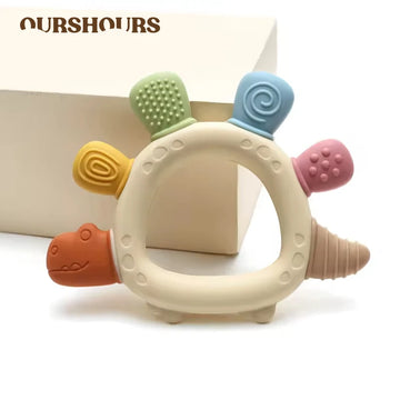 Baby-Dinosaurier-Silikon-Beißspielzeug, BPA-frei, leicht zu greifen, Säuglingspflege, Beißring, Kauspielzeug für Neugeborene, Geschenk, Babyzubehör