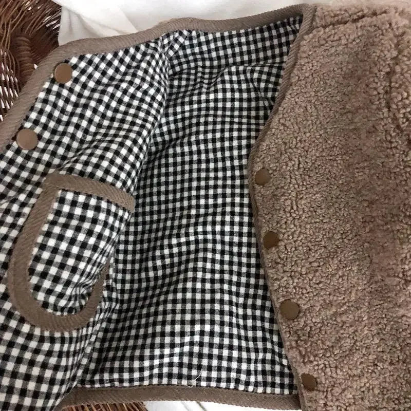 Neue Herbst und Winter Neue Warme Jacke Kinder Zwei Seiten Tragen Plaid Plüsch Jacke Kinder Jacken Winter Kleidung für Mädchen