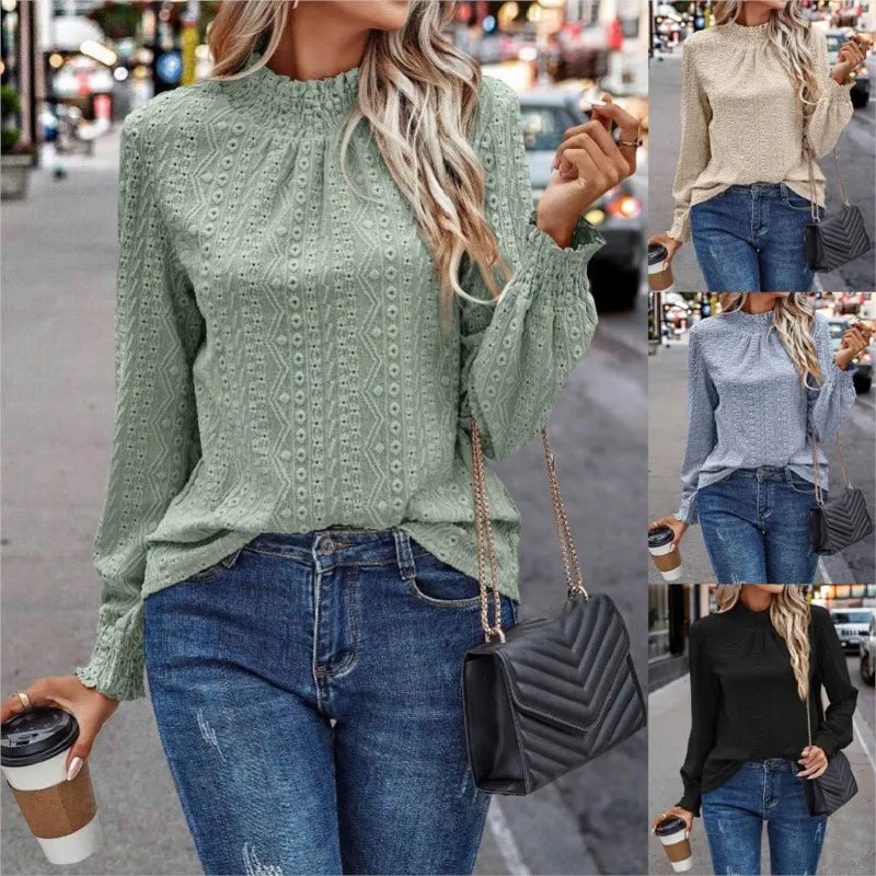 Herbst Winter Mode Damen Hälfte Rollkragen Vielseitig Herbst Bodenbildung Shirt Damen Langarm Rundhals Top T-shirt Blusas Dama