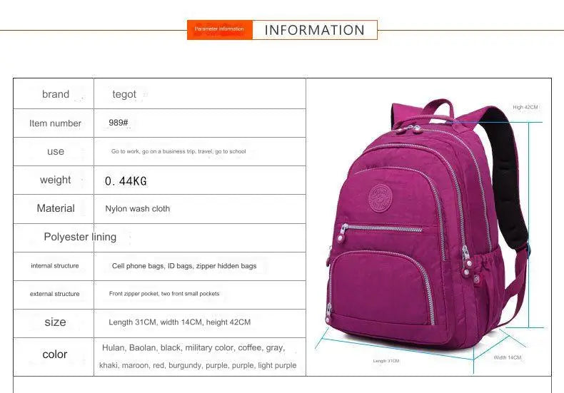 Teens Waterproof School Backpack