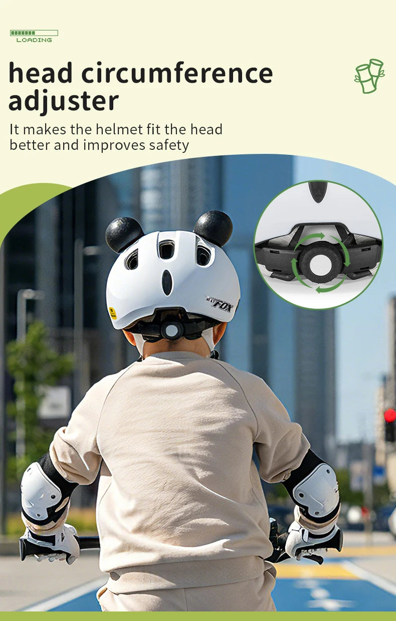Kinder-Fahrradhelm mit Panda-Cartoon-Design für Kleinkinder, Skateboard, Roller, Radfahren, 51-55cm Kinderfahrradhelm