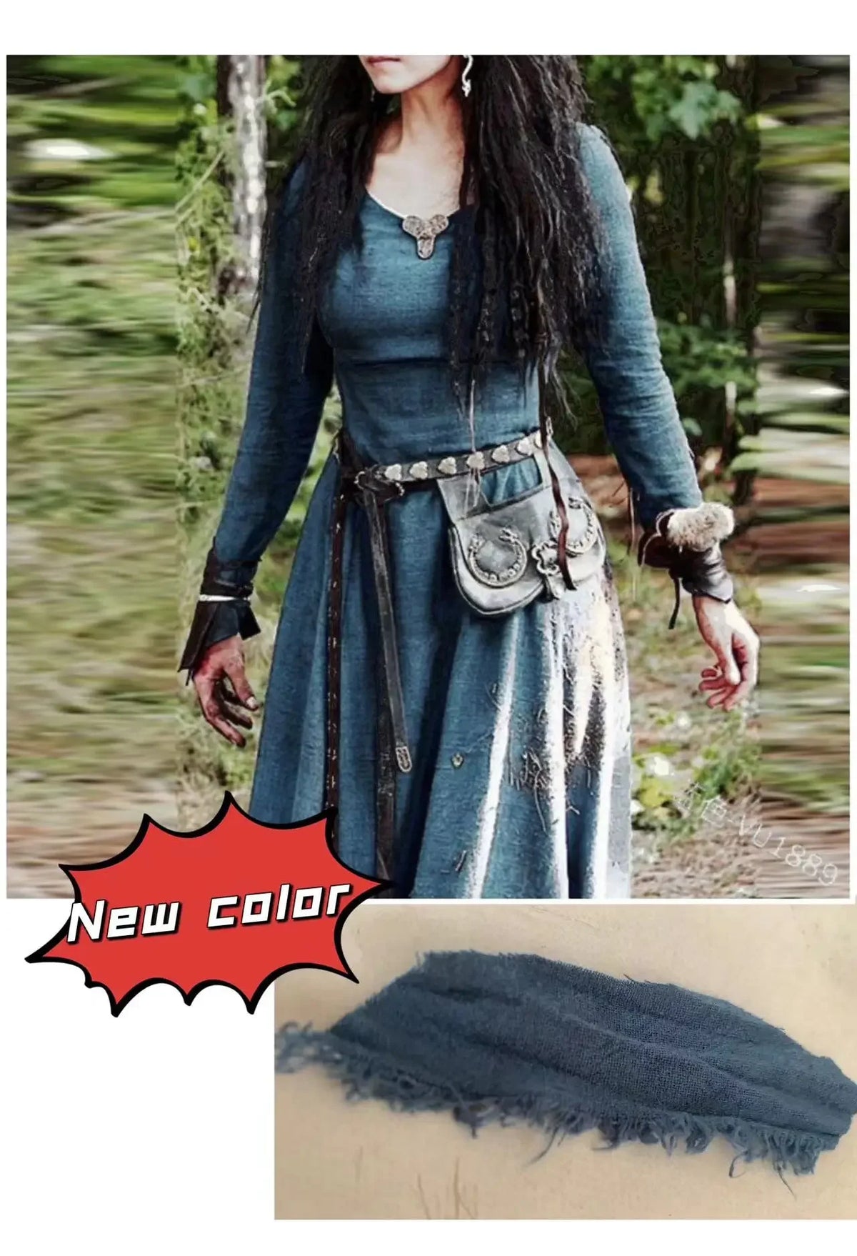 LisdinoMedieval Kleid Frauen Langarm Maxi Robe Vintage Fee Elfen Kleid Renaissance Keltische Viking Gothic Cosplay Kostüme
