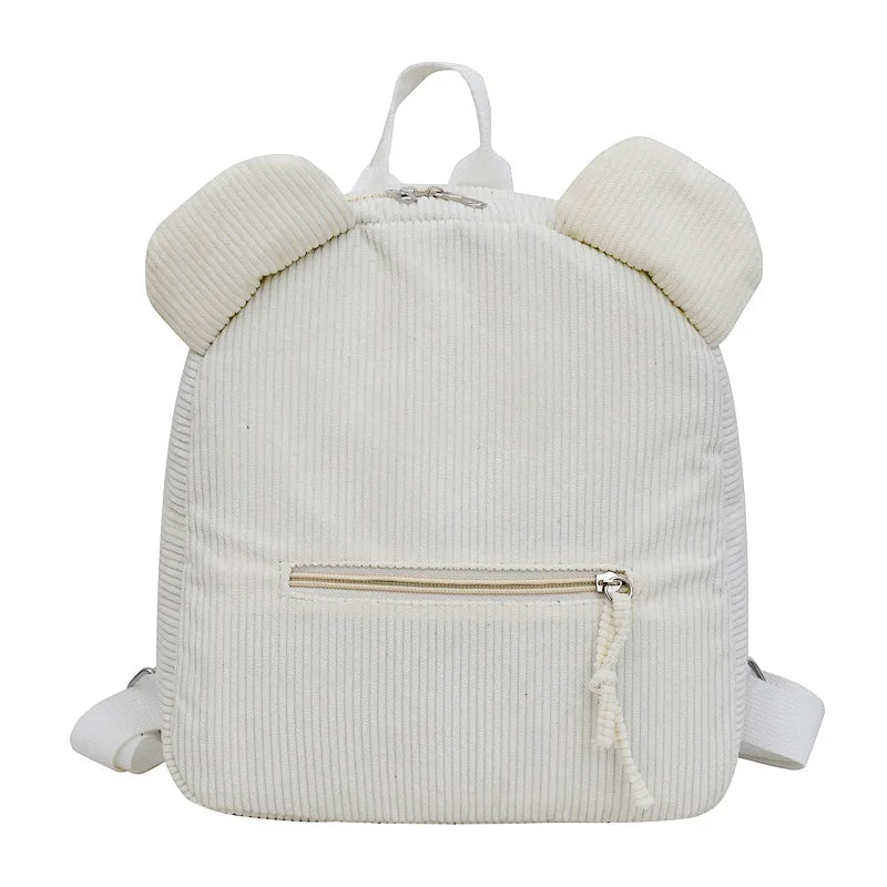 Niedlicher Fleece-Rucksack mit Bärenohren für Mädchen, 1 Stück warmer kleiner Tagesrucksack aus Lammwolle, lässiger Kinder-Schulranzen-Rucksack für Reisen, Einkaufen