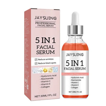 5-in-1 verblassende feine Linien Straffendes Gesichtsserum Feuchtigkeitsspendendes, aufhellendes Vitamin C Hyaluronsäure-Gesichtsserum Schrumpfporen Hautpflege