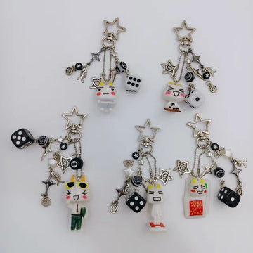Handgemachter Toro Kuro Inoue Schlüsselanhänger Kätzchen Perlen Y2k Ästhetische Würfel Metall Anhänger Zubehör Telefon Charms Schlüsselanhänger Taschenanhänger Geschenk