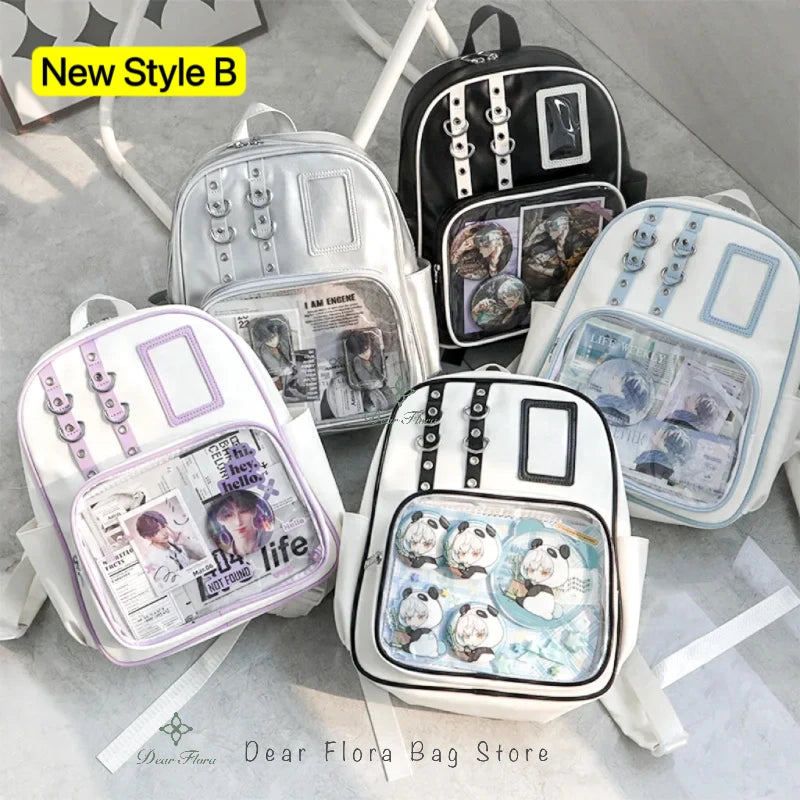 Y2K Nette Mini Rucksack Frauen Kawaii Ita Tasche Süße Mädchen Transparent Rucksack DIY Persönlichkeit Display Rucksack Lolita Schulter Tasche