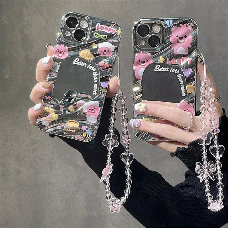 Pink Bear Phone Strap Charm