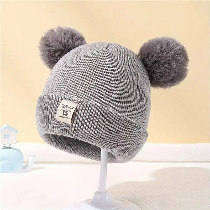 Herbst Winter Baby Warme Gestrickte Hüte Mit Pom Kinder Stricken Beanie Hut Einfarbig Kinder Hut Für Jungen Mädchen Zubehör