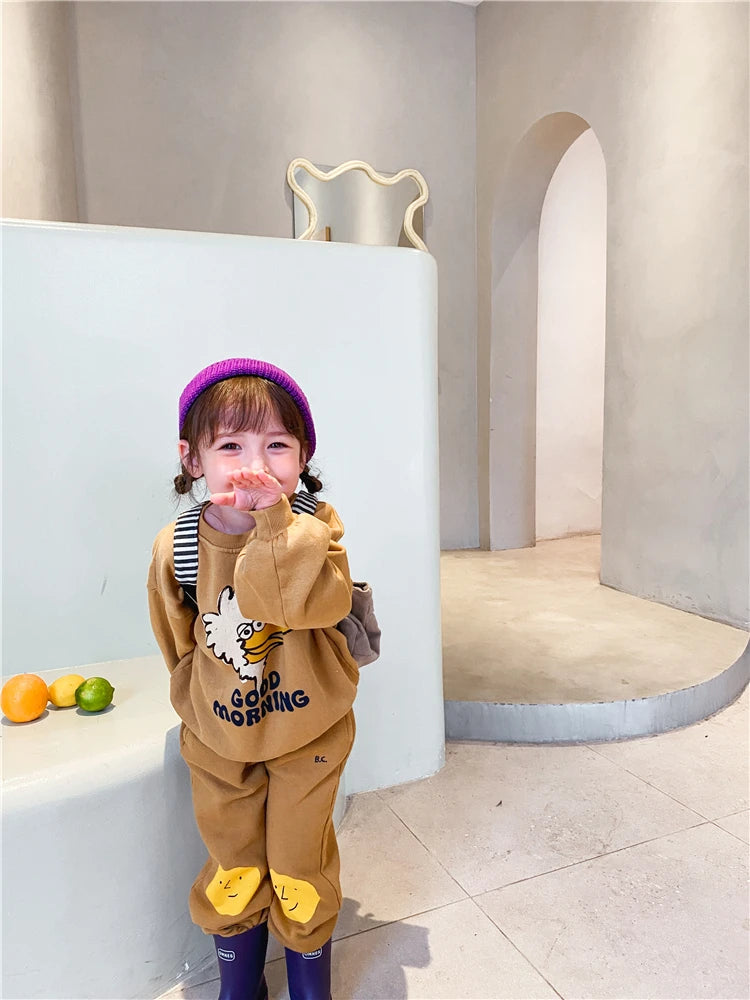 Koreanische INS 2024 kinder Herbst Winter Lange Hülse O-ansatz Sweatshirt Nette Tops für Mädchen Und Jungen Baby Pullover Kinder Kleidung