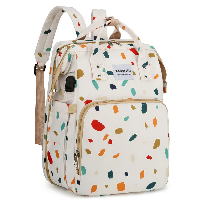 Mama Wickeltaschen Babybett Mutter Große Kapazität Windel Milchflasche Rucksäcke mit Wickelunterlage Praktische Baby-Stilltaschen Geschenk