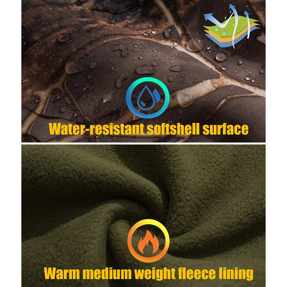 Männer Silent Soft Shell Camouflage Taktische Jacke Wasserdichte Warme Fleece Jagd Jacken Outdoor Wandern Angeln Mit Kapuze Mantel