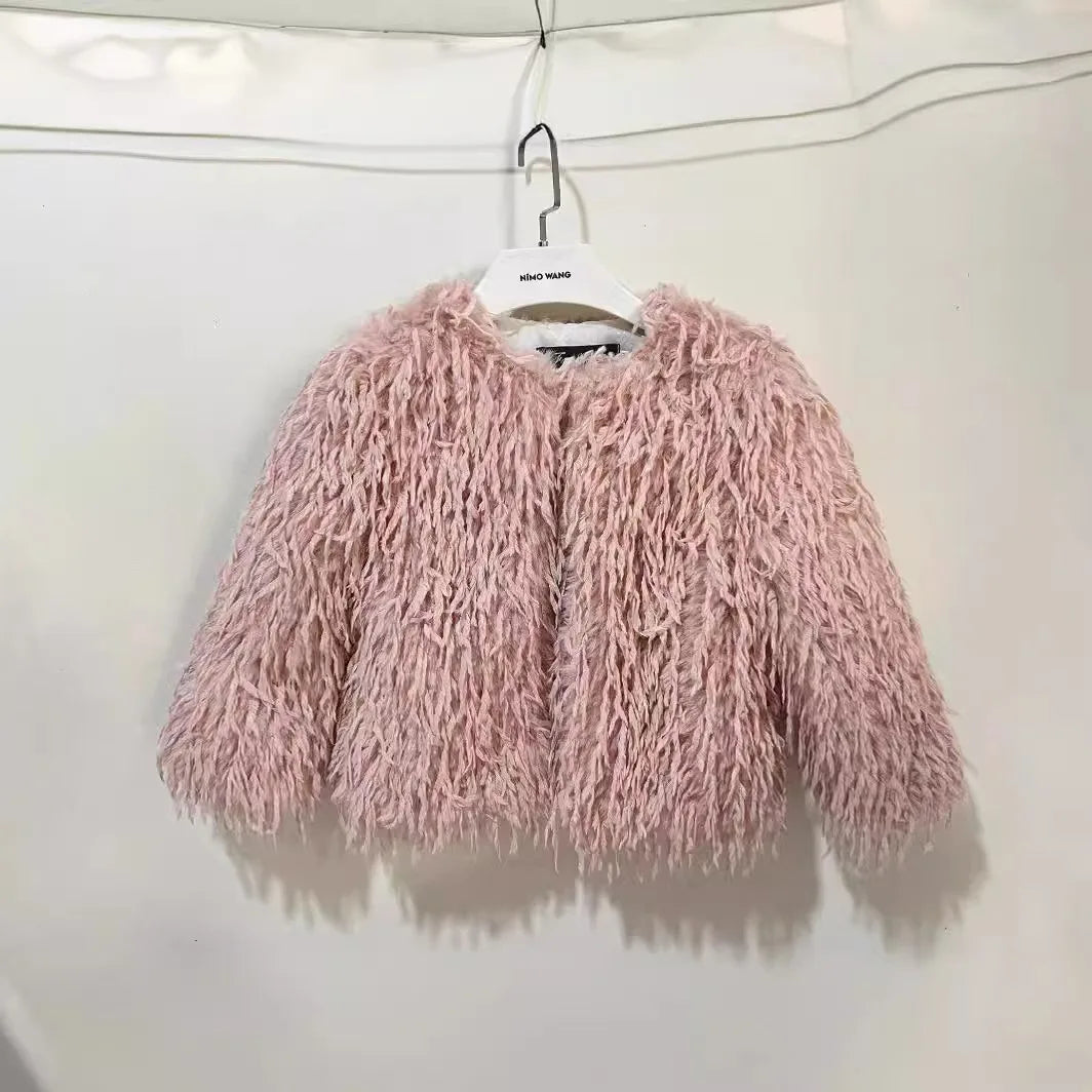 Mode Baby Mädchen Faux Pelz Jacke Dicke Outwear Infant Kleinkind Teenager Kind Winter Herbst Einfarbig Mantel Baby Kleidung 2-12Y