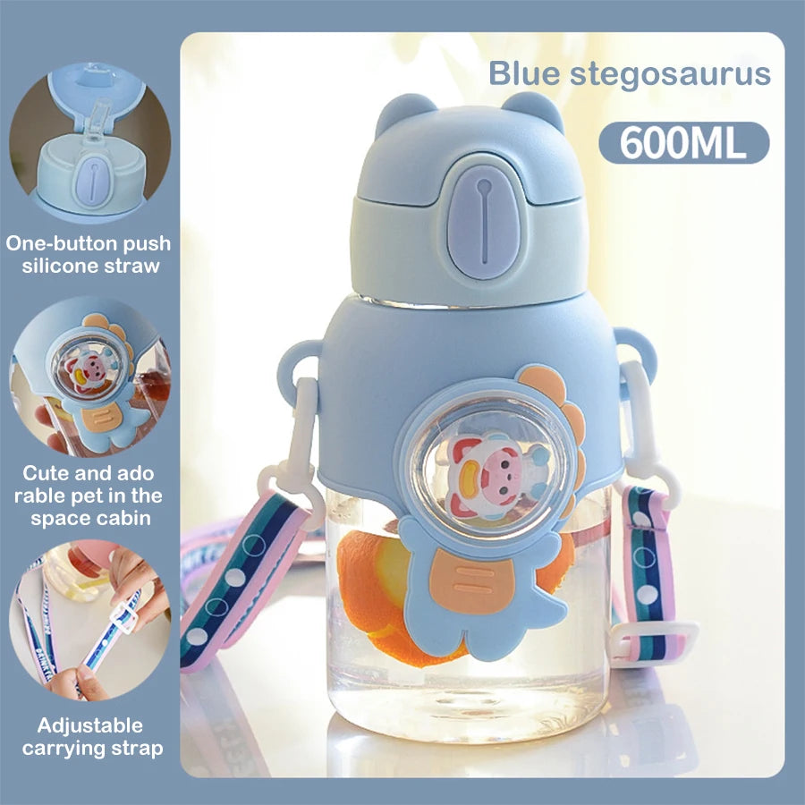 600 ml Kawaii Sommer Kinder Wasser Tasse Hochwertige Herbst-proof Stroh Tasse Jungen und Kreise Gehen zur Schule baby Wasserkocher