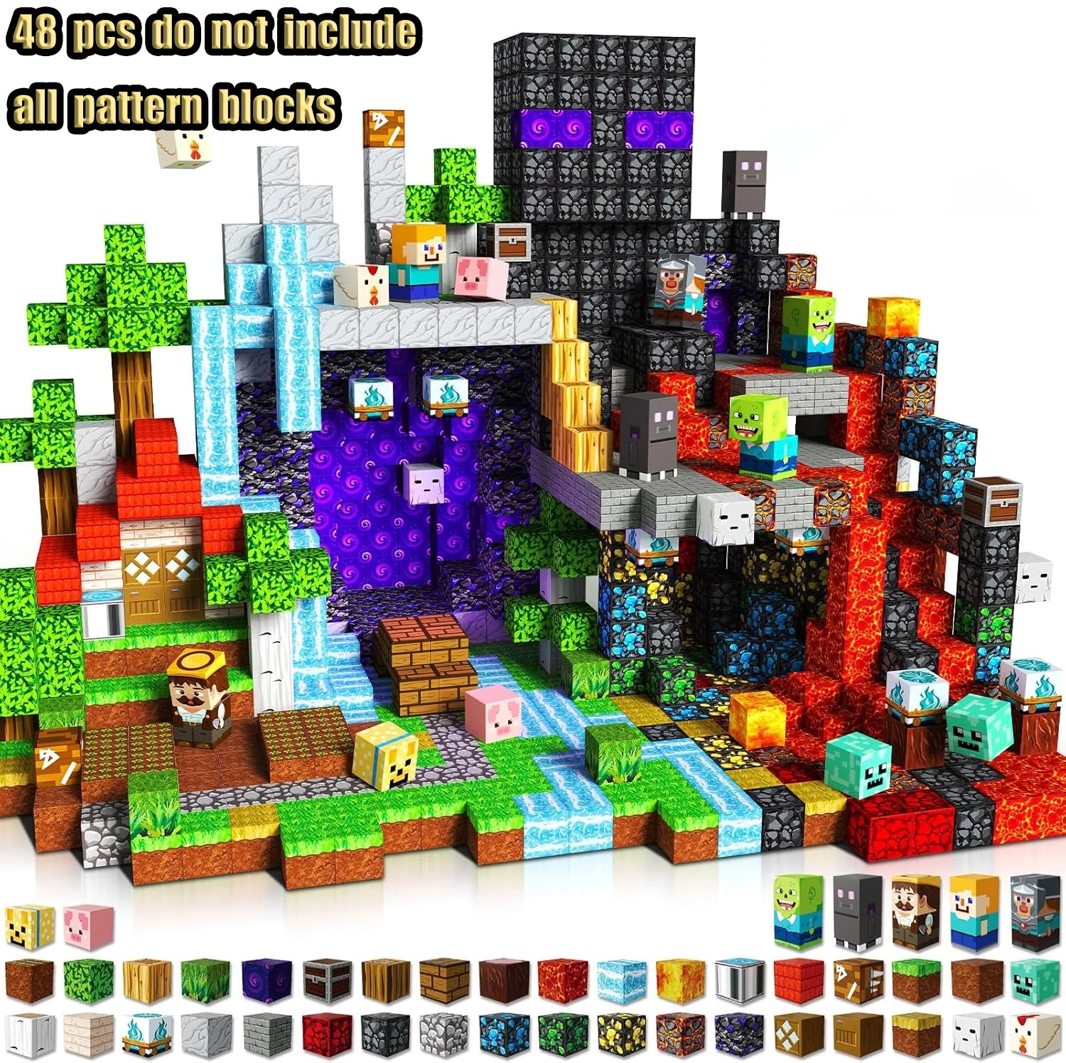 Magnetische Bausteine Minenwelt Magnetisches Pool-Schloss Villa Party Konstruktions-Bausteine STEM Jungen Mädchen Kinder Spielzeug-Set Geschenk
