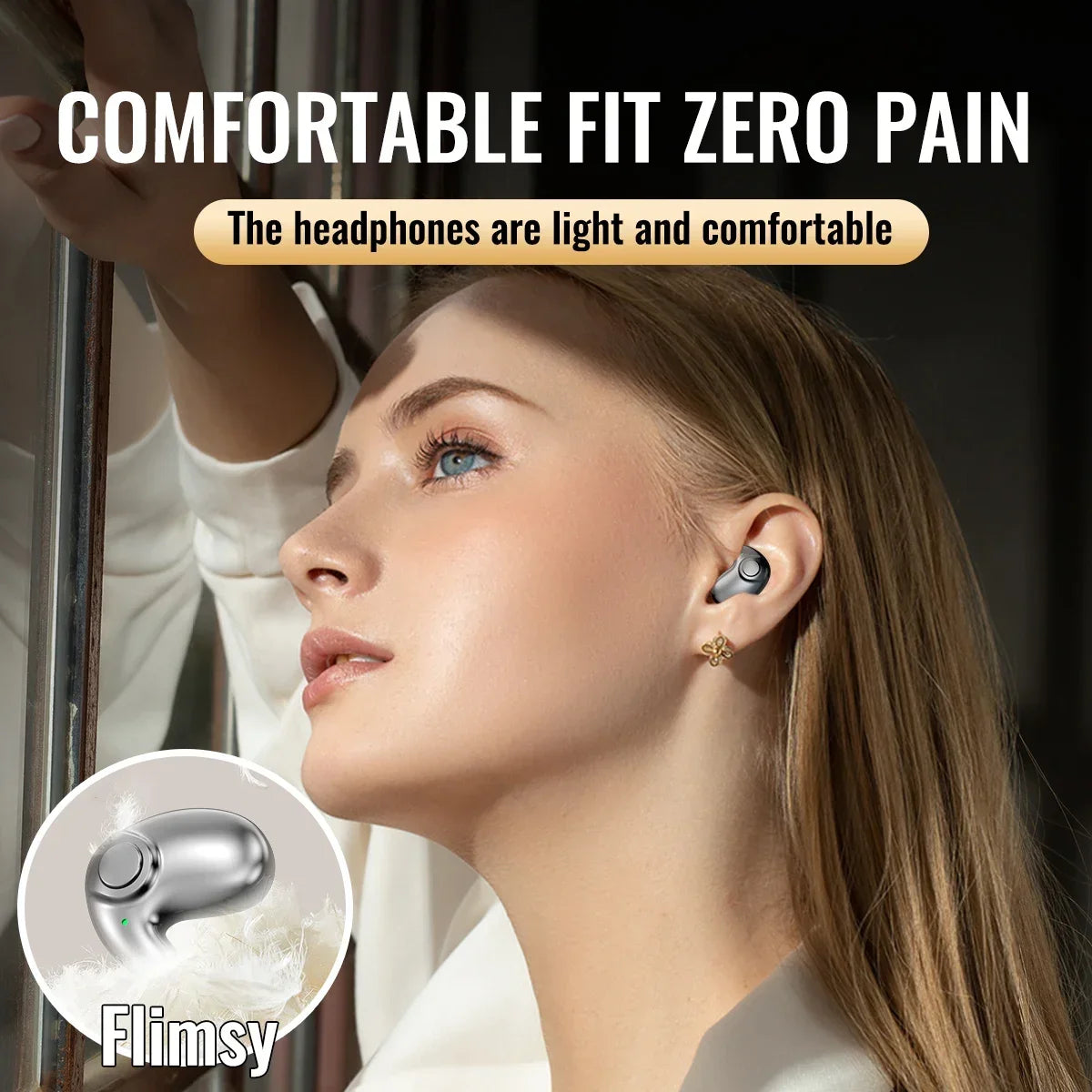 TWS Bluetooth 5.3 Kabellose Kopfhörer Unsichtbare Schlaf-Kopfhörer Versteckte Ohrhörer IPX5 Wasserdicht Geräuschunterdrückung Sport-Headset