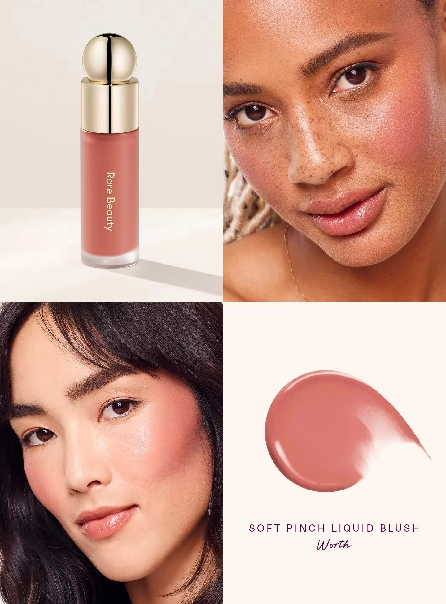Rare Beauty Soft Pinch Liquid Blush Seidig und gleitet auf reibungslos, langanhaltendes, pralles Make-up Hope Love Virtue Happy Wonder Worth
