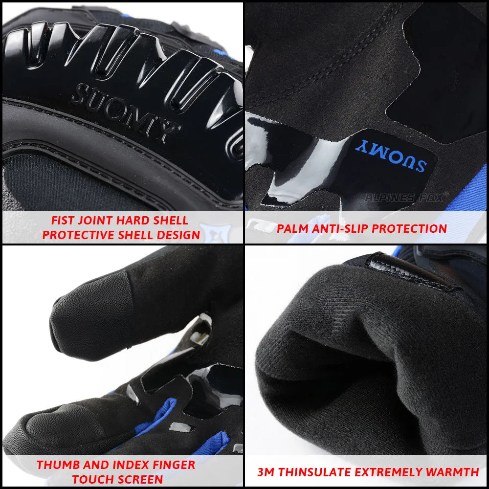 SUOMY Winter Warme Damen Rosa Motorradhandschuhe 100% Wasserdicht Lady Teens Mädchen Lila Motocross Motorrad Racing Reithandschuhe
