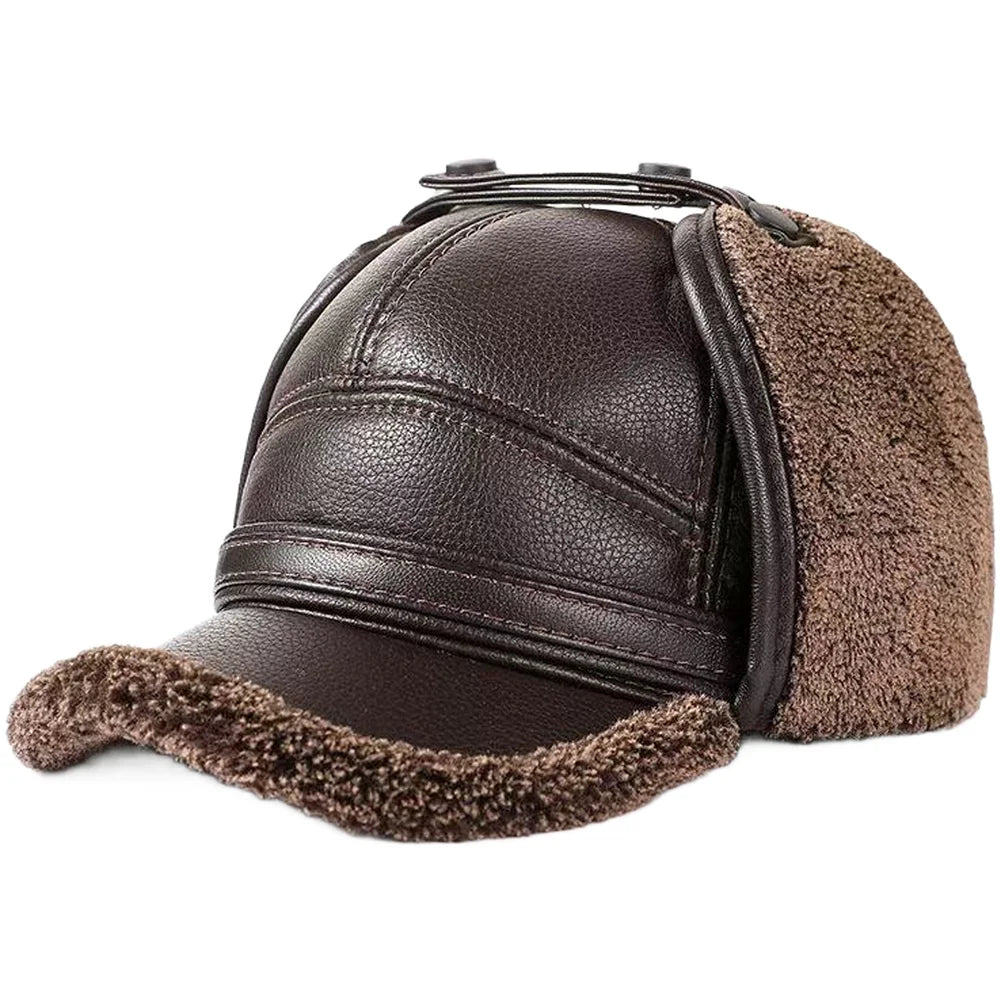 Herbst-Winter-Mütze mit warmem Fleecefutter und Ohrenklappe für Herren, ältere Menschen, Opa, thermische, winddichte, warme, bequeme Baseballkappe
