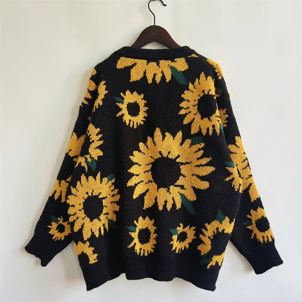 Damen Herbst Pullover Damen Mode Rundhalspullover mit Blumendruck, vielseitig einsetzbar für Herbst und Winter Herbst Pullover Damen