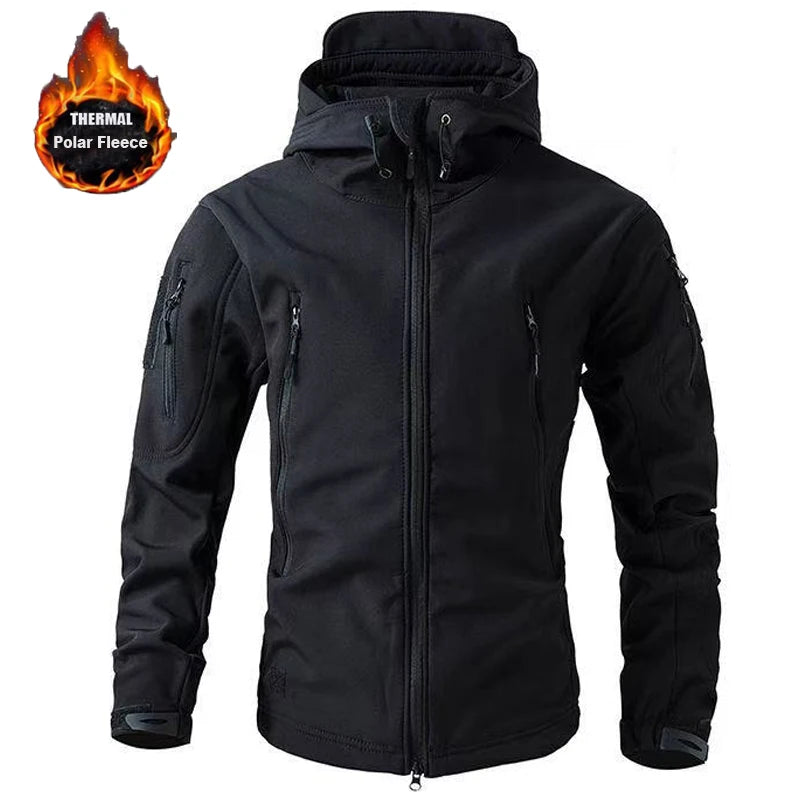 Männer Winter Herbst Warme Softshell Fleece Kapuze Cargo Jacken Camping Wandern Klettern Jagd Angeln Outdoor Winddicht M-5XL