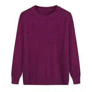 Rundhalspullover mit Zopfmuster für Frauen mittleren Alters und Senioren, für Mutter und Großmutter, Frühling, Herbst, Winter, Lässiger Basis-Pullover