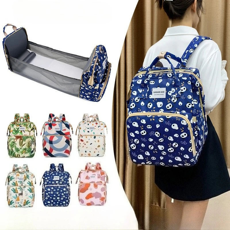 Mama Wickeltaschen Babybett Mutter Große Kapazität Windel Milchflasche Rucksäcke mit Wickelunterlage Praktische Baby-Stilltaschen Geschenk