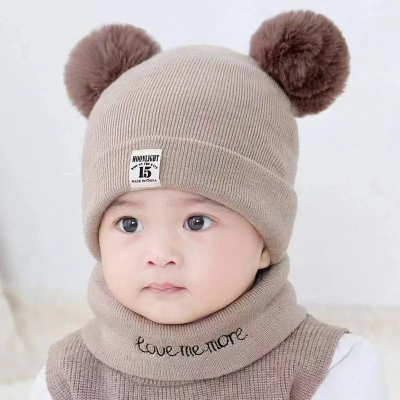 Herbst Winter Baby Warme Gestrickte Hüte Mit Pom Kinder Stricken Beanie Hut Einfarbig Kinder Hut Für Jungen Mädchen Zubehör