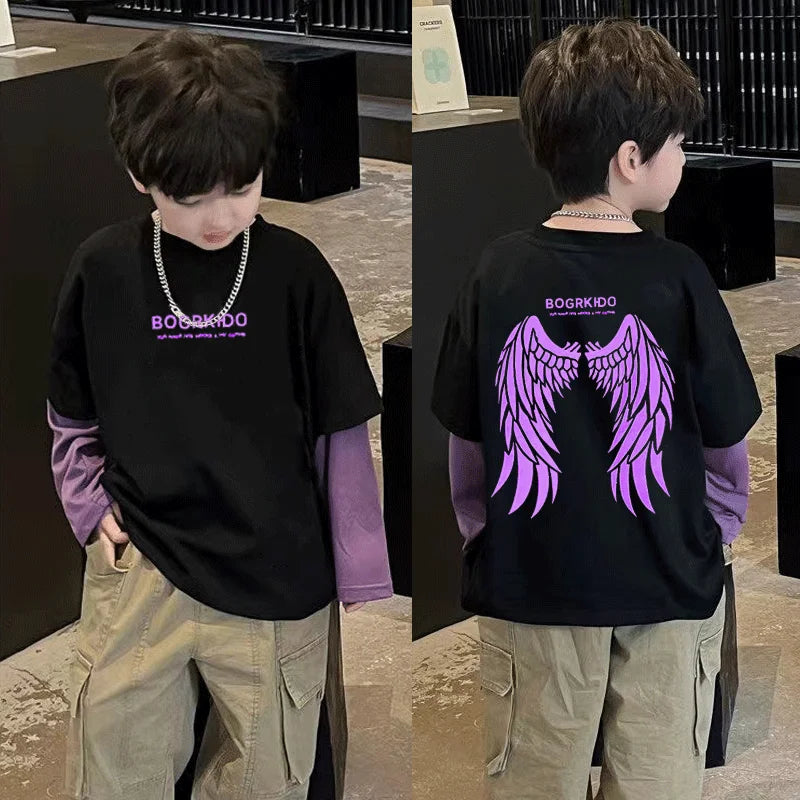 zweiteilige Frühlings- und Herbst-Kinderkleidung von 8 bis 12 Jahren, Jungen-Kind-T-Shirt, Kinderkleidung, Jungen, 7-jährige Kleidung, 10