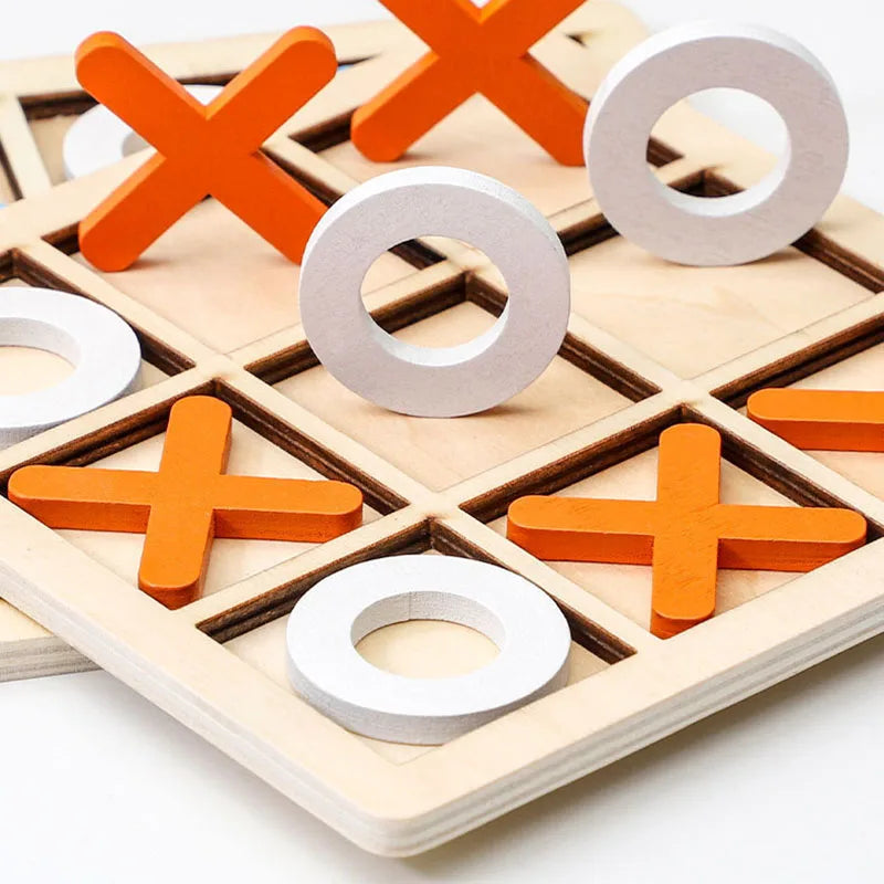 Montessori XO Schach Puzzle 3D Geometrische Formen Brettspiele Für Kinder Kinder Pädagogisches Holz Spielzeug