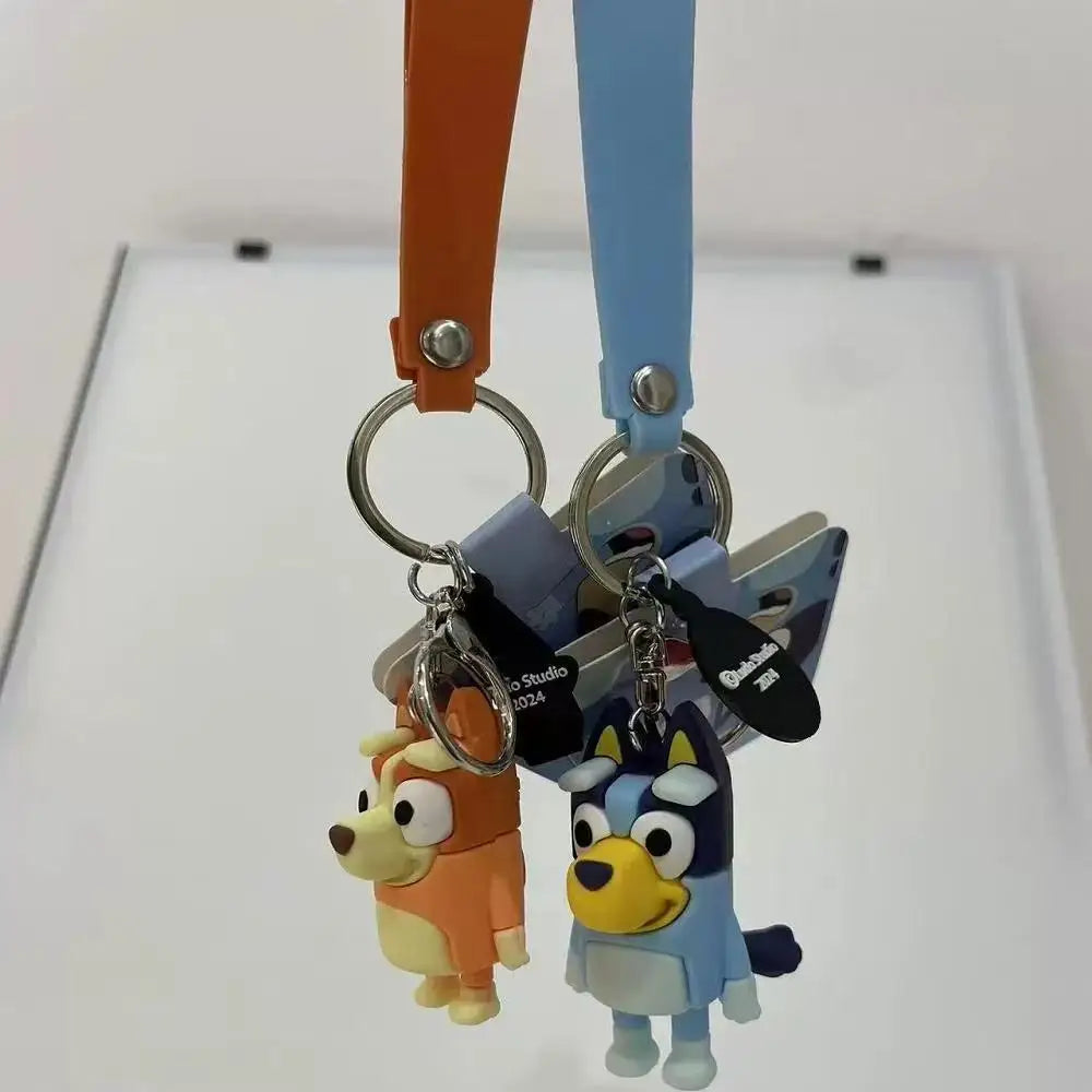 Original Bluey Bingo Christine Heeler Anime-Zubehör Niedlicher Silikon-Modell-Schlüsselanhänger Kawaii Geschenk