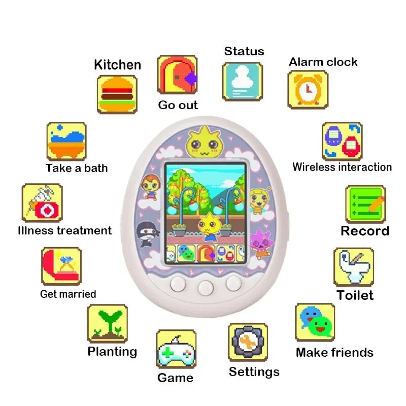 Tamagotchi Elektronisches virtuelles Haustier mit Farbbildschirm, Spieltasche, interaktives virtuelles Haustier, Dating-Spielmaschine, Kinderspiel, Spielzeug, Mädchen