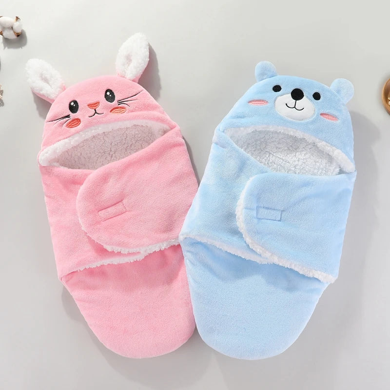 Weiche Baby-Schlafsäcke, warm, für Herbst und Winter, Wickeldecken für Neugeborene, CartoonCocoon für Babys, Flanell-Baby-Schlafsack, 0–9 Monate