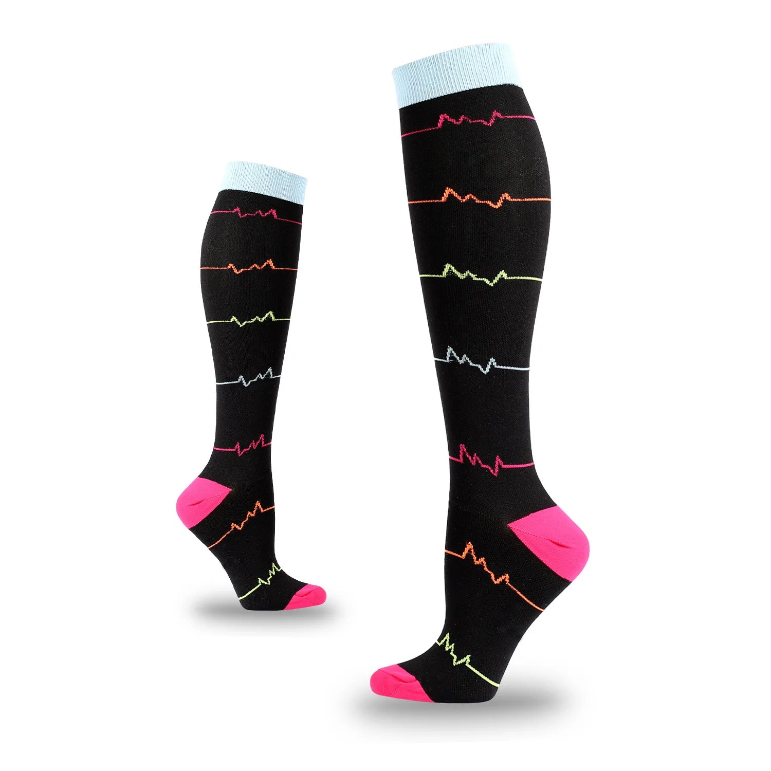 5 Paar Kompressionssocken für Damen, Wandern, Laufen, elastische Socken, Sportsocken, Flug, Schwangerschaft, geschwollene Krampfadern, Marathon-Socken