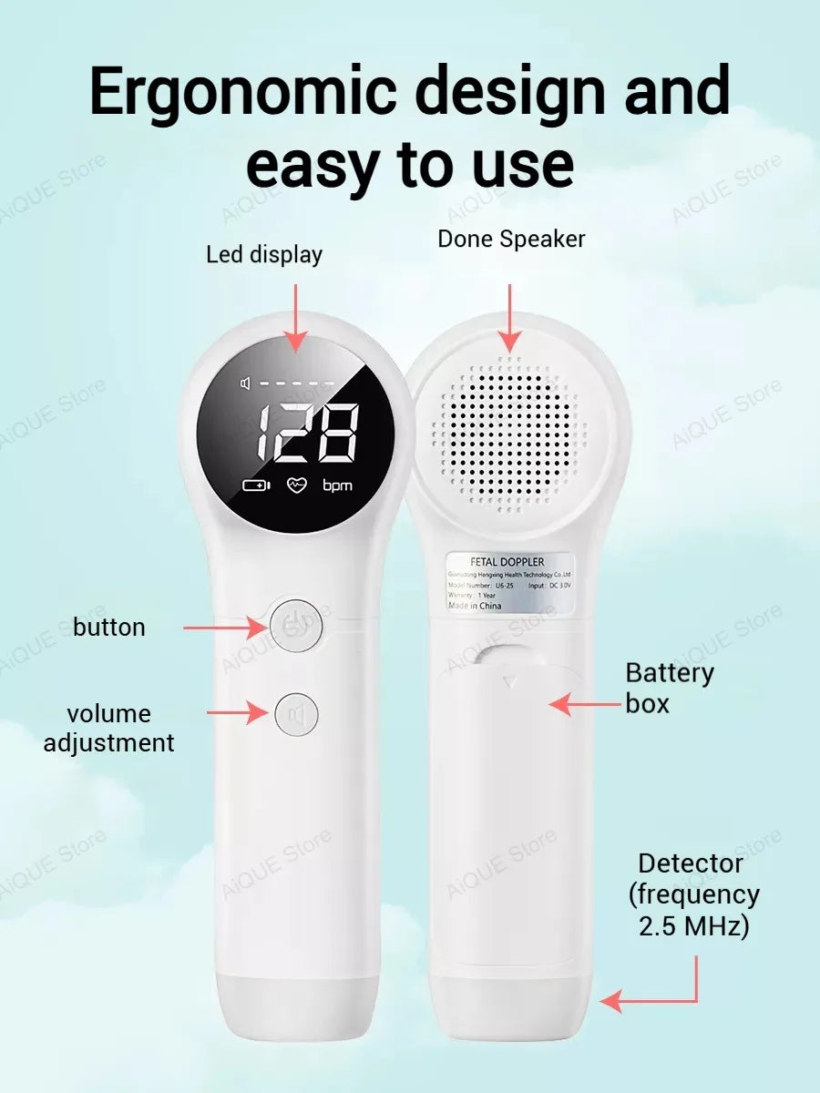 AiQUE ALL-IN-ON 2,5 MHz Fetal Doppler Ultraschall Baby Herz Detektor Schwangere Ultraschall Baby Herzschlag Monitor Für Schwangerschaft