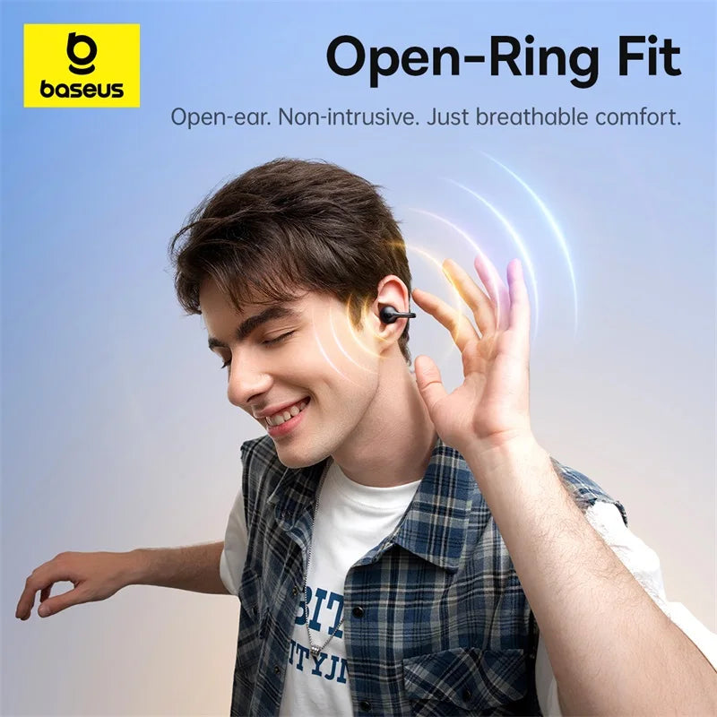 Baseus BC1 Ohrclip-Ohrhörer, kabellose Open-Ear-Kopfhörer, Bluetooth 6.0, Clip-on-Sportkopfhörer, 4 Mikrofone, Super-Bass, IP55, Ohrhörer
