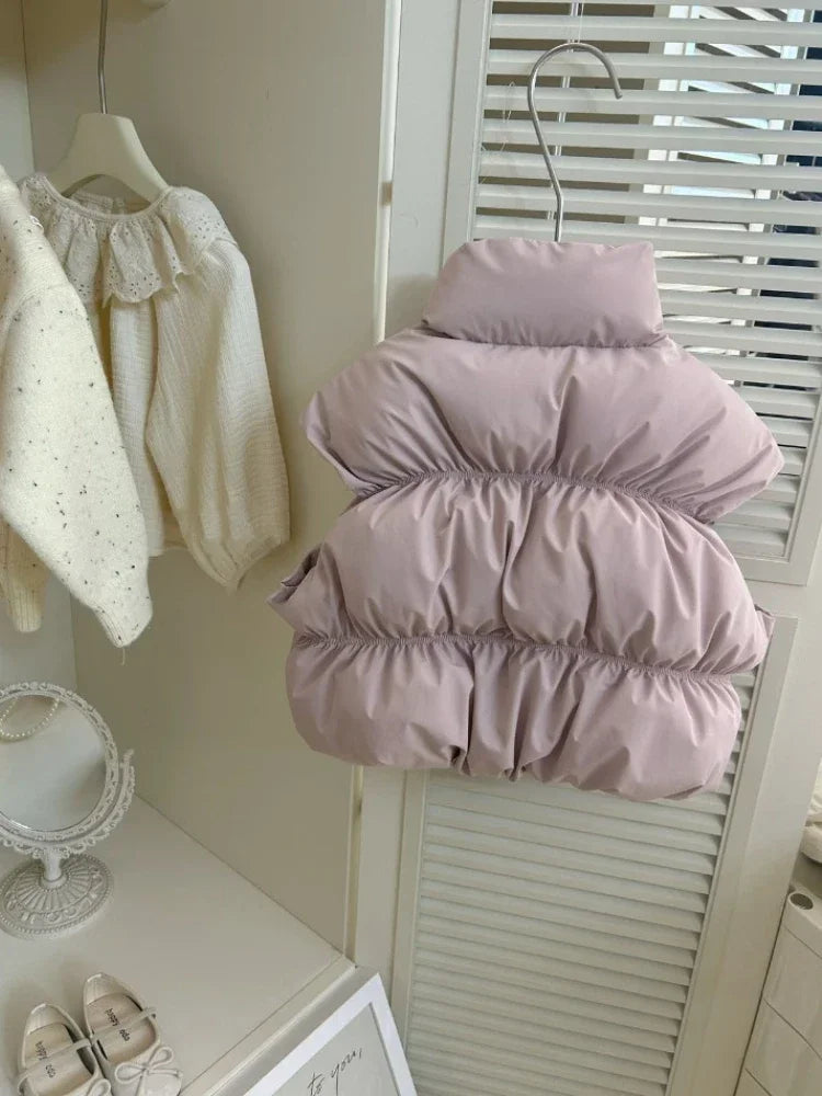 HoneyCherry Mädchen Einfarbig Weste Herbst und Winter Neue Modische Kinder Baumwolle Weste Winter Mädchen Baby Warme Westen