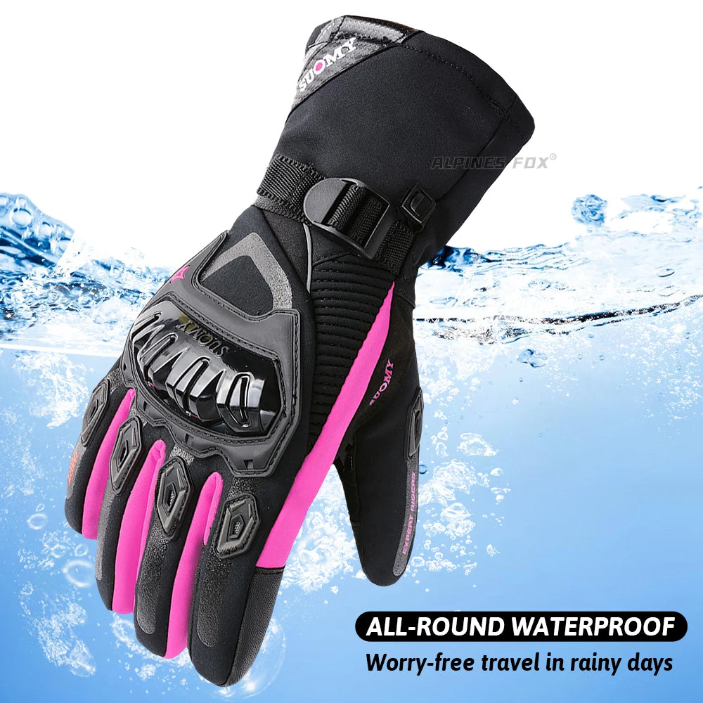 SUOMY Winter Warme Damen Rosa Motorradhandschuhe 100% Wasserdicht Lady Teens Mädchen Lila Motocross Motorrad Racing Reithandschuhe