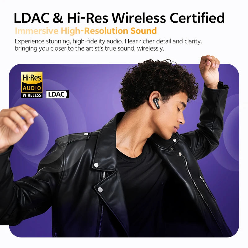 QCY MeloBuds N70 Adaptive ANC Wireless Earbuds Bluetooth 6.0 LDAC Hi-Res Audio 6 Mikrofone Wireless Charging Kopfhörer 50 Stunden IPX5