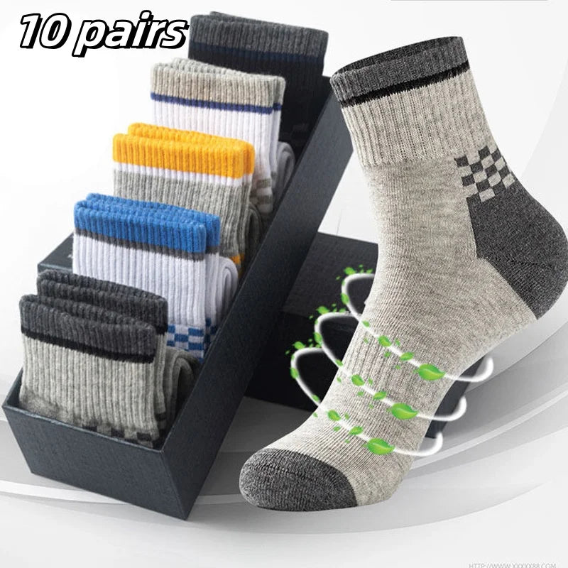 10pairs Atmungsaktive Baumwolle Sport Strümpfe Männer Bambus Faser Herbst und Winter Männer Socken Schweiß Absorption Deodorant Business Sox