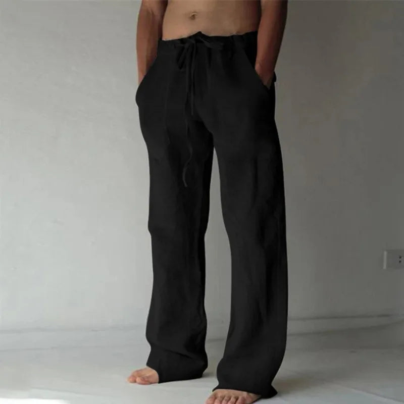 2024 frühling Leinen Breite Männer Hosen Koreanische Hosen Oversize Baumwolle Streetwear Männlichen Neue Yoga Hosen Casual Männer Kleidung Jogginghose