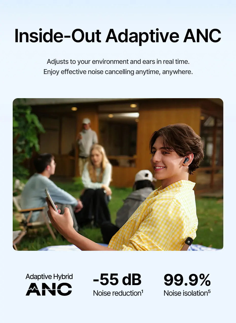 Baseus Bass EP10 Ultra Kabellose Kopfhörer -55dB Geräuschunterdrückung 65 Std. Lange Spielzeit Bluetooth 6.0 Ohrhörer 6 Mikrofone KI-Anruf-Klarsprechfunktion