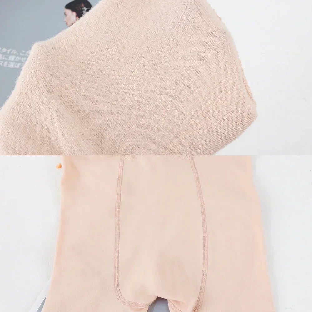 Thermo-Winterstrumpfhose für Damen, mit Fleece gefüttert, durchsichtige Samtstrumpfhose, dicke warme Leggings mit Plüsch-Innenschicht