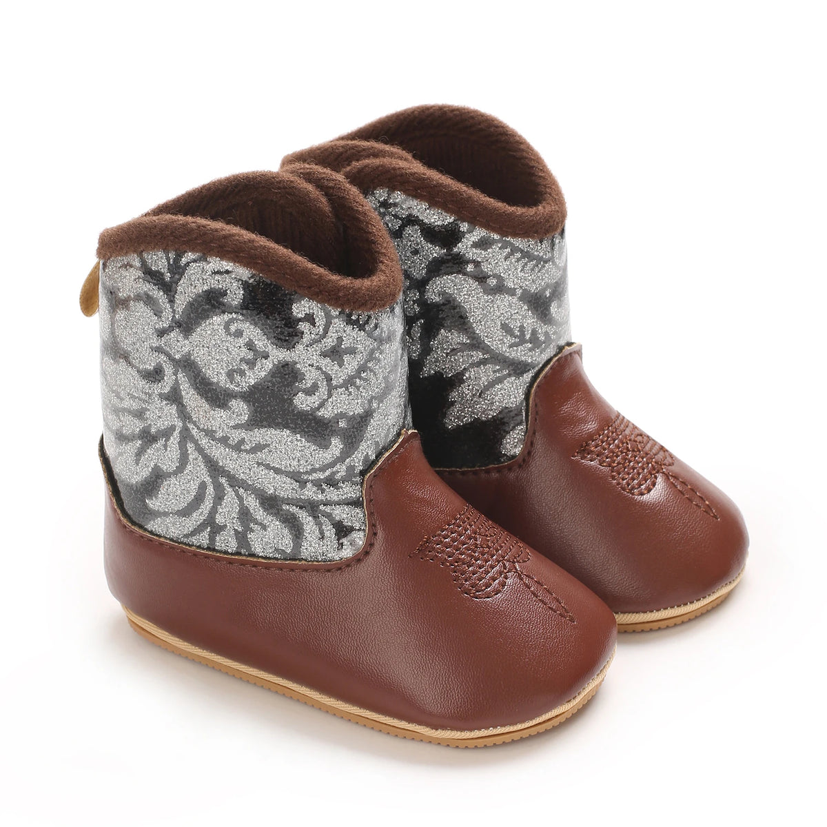 Winterstiefel für Babys, Jungen und Mädchen, 0–12 Monate, Western-Denim, Lauflernschuhe, warm, lässig, modisch