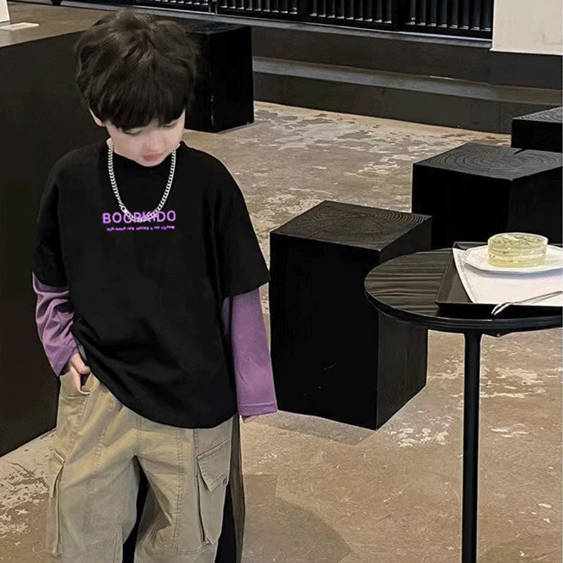 zweiteilige Frühlings- und Herbst-Kinderkleidung von 8 bis 12 Jahren, Jungen-Kind-T-Shirt, Kinderkleidung, Jungen, 7-jährige Kleidung, 10