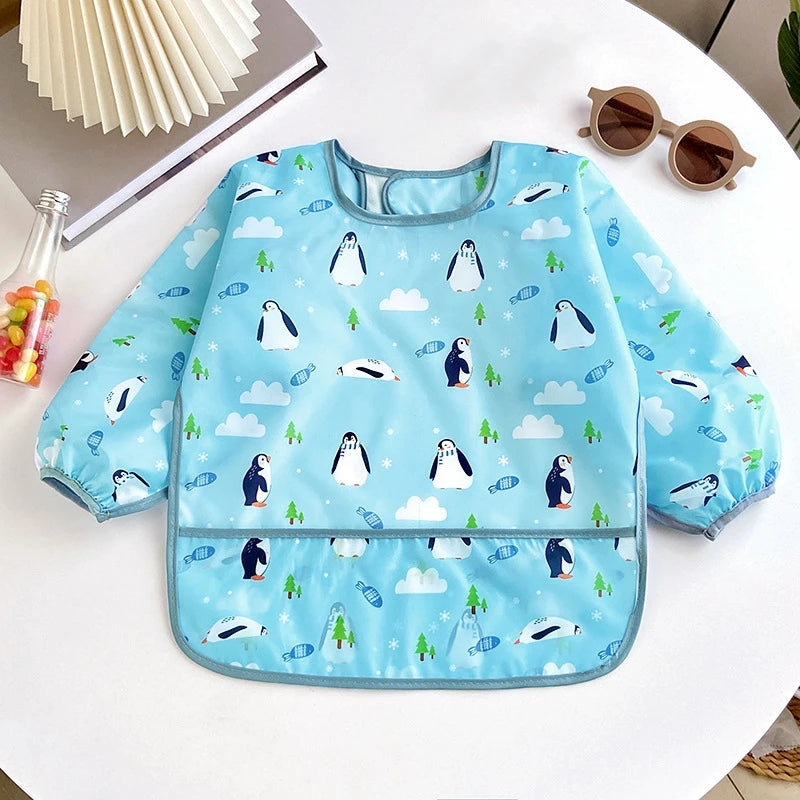 Wasserdichte Volle Hülse Baby Lätzchen Kinder Schürze Langarm Fütterung Kittel Kinder Essen Brust Platte Säuglings Schal Kleidung