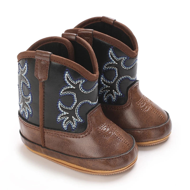 Winterstiefel für Babys, Jungen und Mädchen, 0–12 Monate, Western-Denim, Lauflernschuhe, warm, lässig, modisch